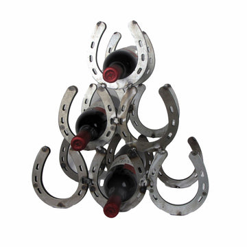 FAIRE - Wilco Home Decor Large Horseshoe Six Bottle Pyramid Wine Display-Wine Rack for Horse Lovers *